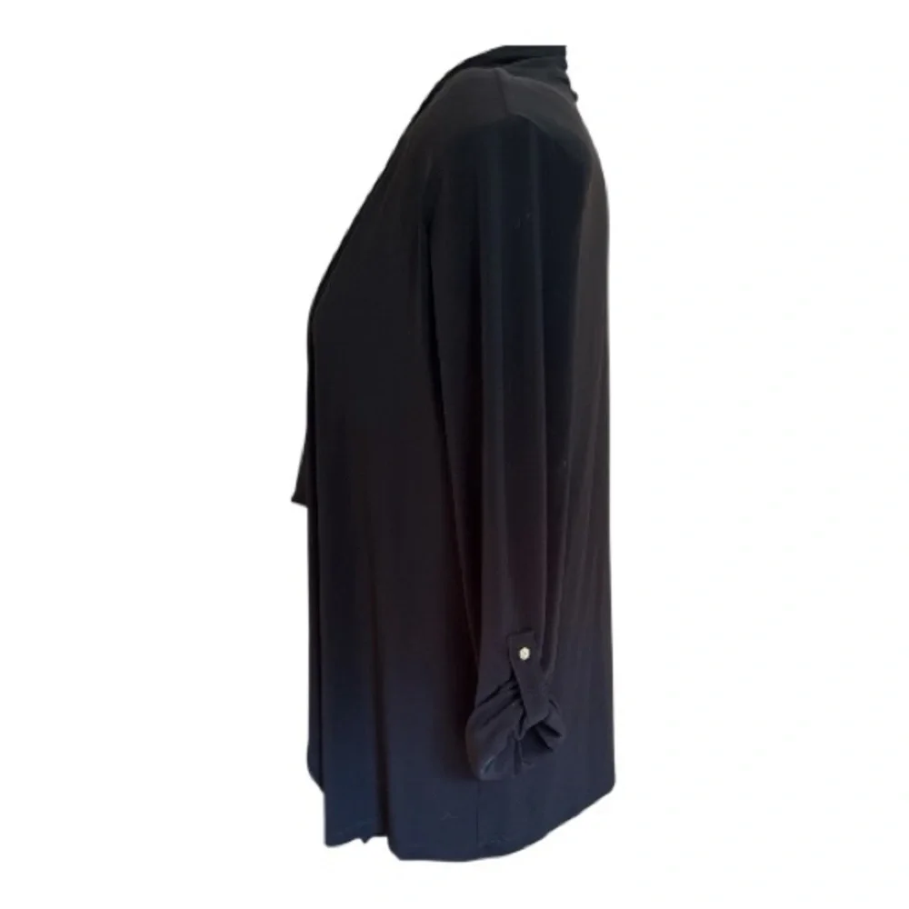 Chaus New York Black Draped Open‎ Front Cardigan Jacket XL Stretch